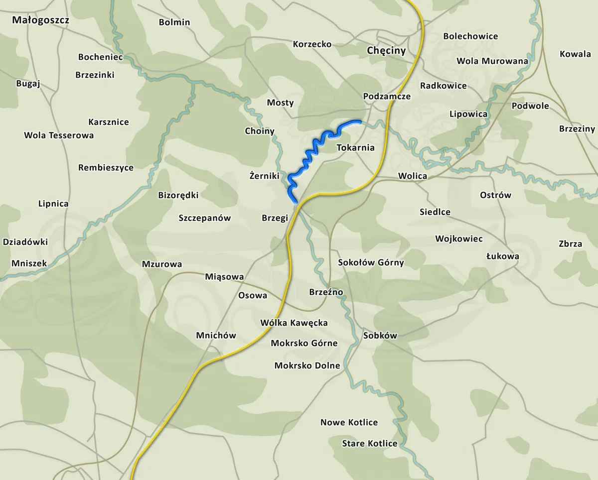 Kayak trip route:: Tokarnia – Brzegi